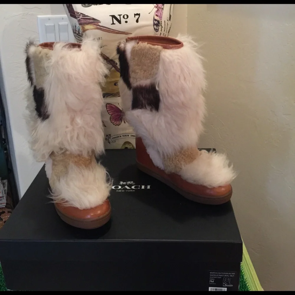 Coach Boots, Wedge Sheepskin NWB - Picture 1 of 4